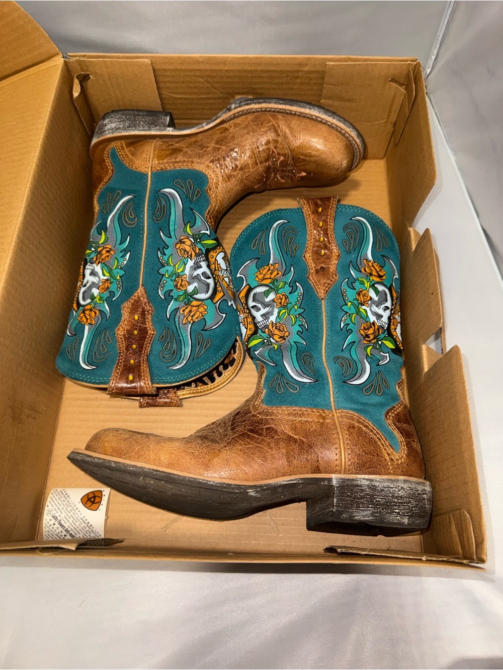 Ariat Teal Rodeobaby Relic womens size 8 western cowboy boots